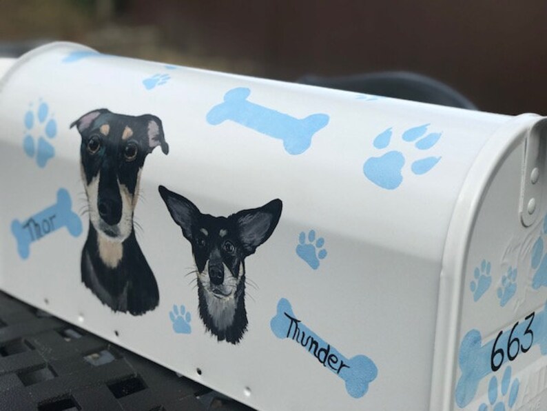 Custom Dog Painted Mailbox, Pet Paintings On Mailboxes, Pet Art For Outside, Pet Lovers Painted Gift, Original Art Of Your Fur Babies image 7