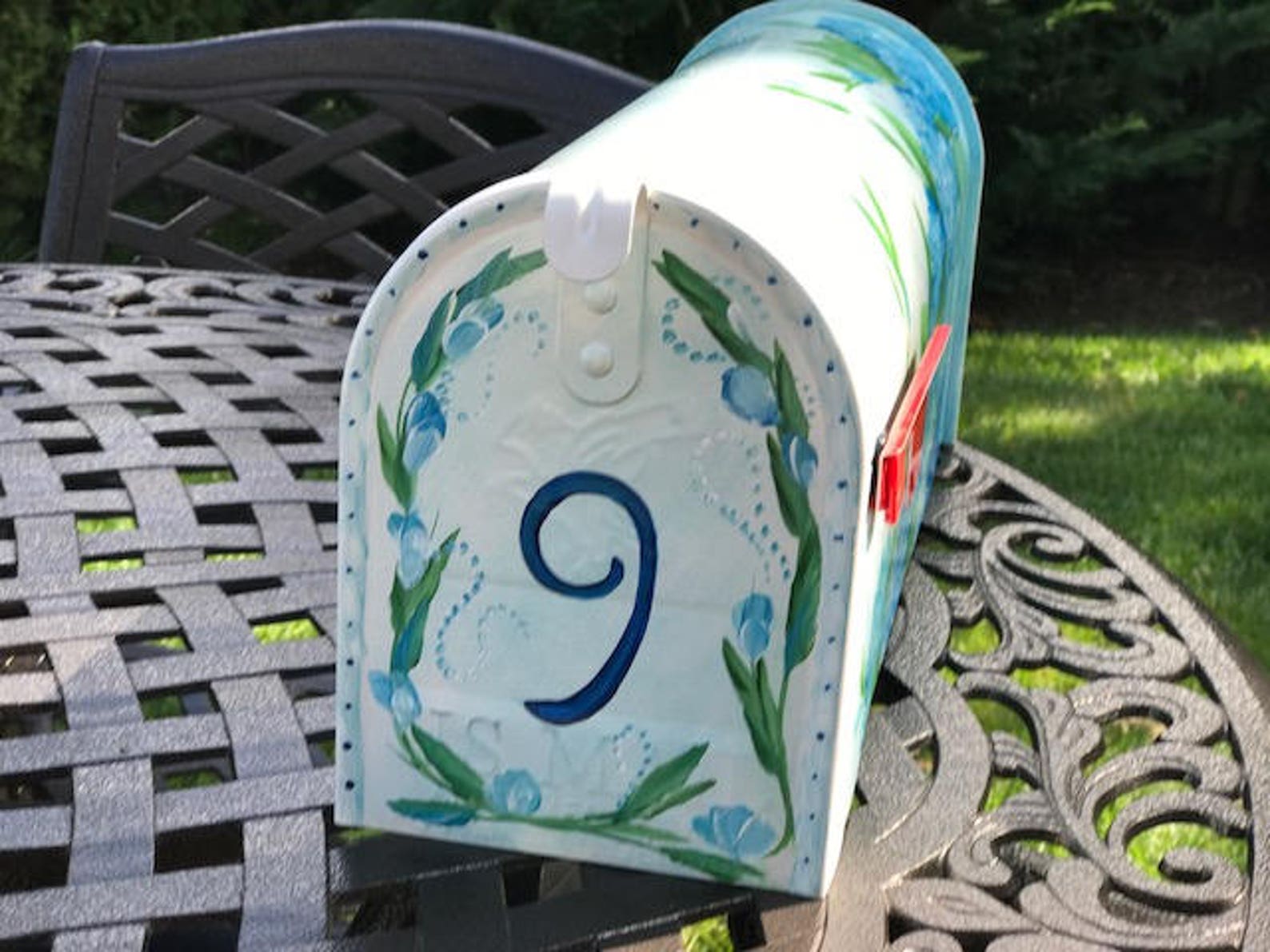 Hand Painted Blue Hydrangeas Mailbox Flowers on Mailbox Etsy