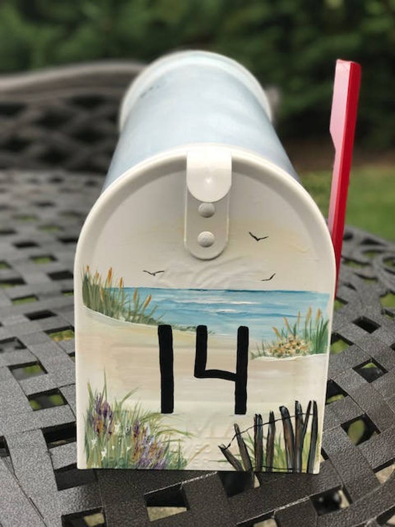 Painted Beach Themed Mailbox Nautical Lighthouse Mailboxes Etsy