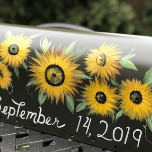 Mailbox Of Sunflowers, Wedding Box, Painted Gift, Floral Mailbox, Mailbox Art, Unique And Original Hand Painted Mailboxes