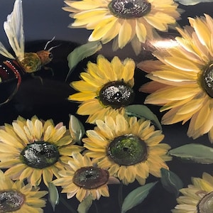 Sunflower Painted Mailbox, Sunflowers And Wasp Design, Artistic Original Painted Designs On Mailboxes