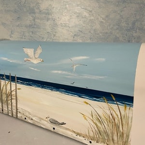 Hand Painted Seagull Mailbox, Beach Scene Rural Nautical Themed Mailboxes, Beach Decor, Coastal Living, Beach Mailboxes , Creative Mailboxes