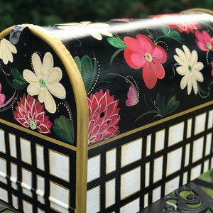 Custom Hand Painted Rural Mailbox, Unique Bold Flower Mailbox, Artistic And Creative Mailbox, Boho Style Mailbox Art
