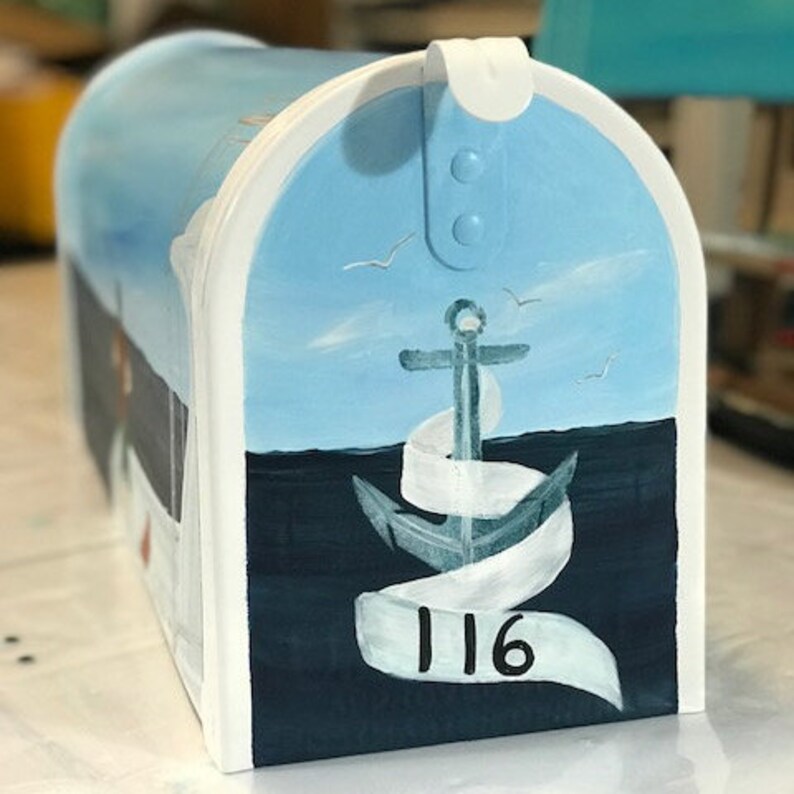 Fishing Mailbox Custom Hand Painted Nautical Mailbox Gift for Etsy