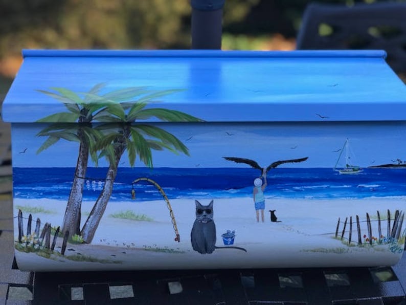 Custom Painted Wall Mount Mailboxes Nautical Mailbox Art Etsy