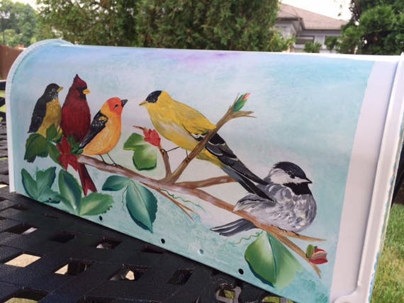Hand Painted Bird Mailbox, Custom Songbirds Design - Etsy