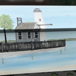 Wall Mount Mailbox With Custom Painted Lighthouse Scene, Personalized Mailbox, Nautical Mailbox Art