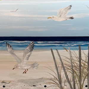 Hand Painted Coastal Seagulls Themed Address Displaying Beach Sign Customized With House Number