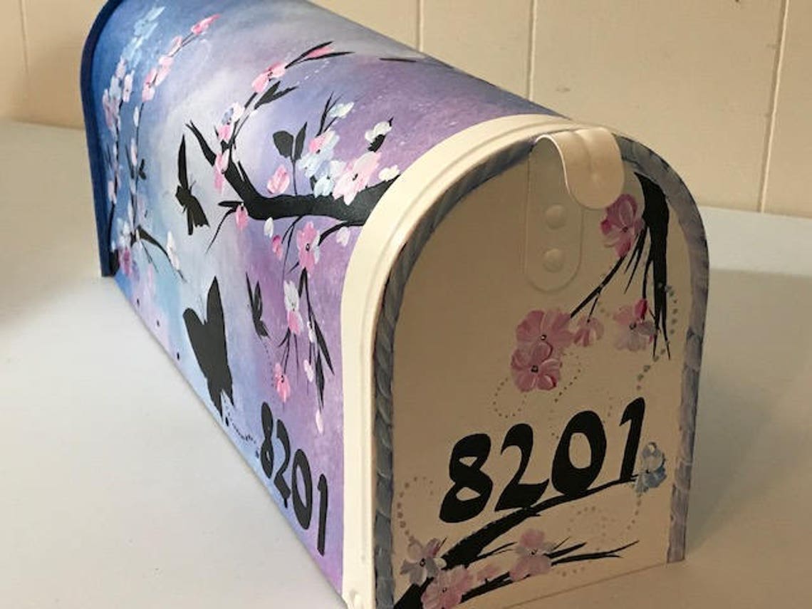 Butterfly Painted Mailbox Unique Butterfly Floral Mailbox Etsy Canada