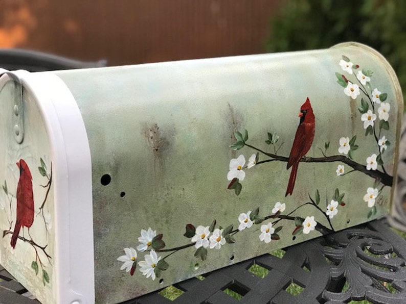 Cardinal Mailbox Uniquely Painted Mailbox With Cardinals Etsy