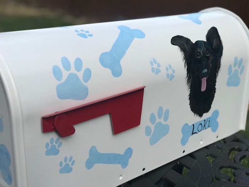 Custom Dog Painted Mailbox, Pet Paintings On Mailboxes, Pet Art For Outside, Pet Lovers Painted Gift, Original Art Of Your Fur Babies image 4