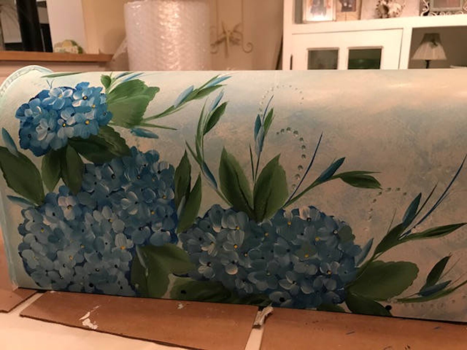 Hand Painted Blue Hydrangeas Mailbox Flowers on Mailbox Etsy
