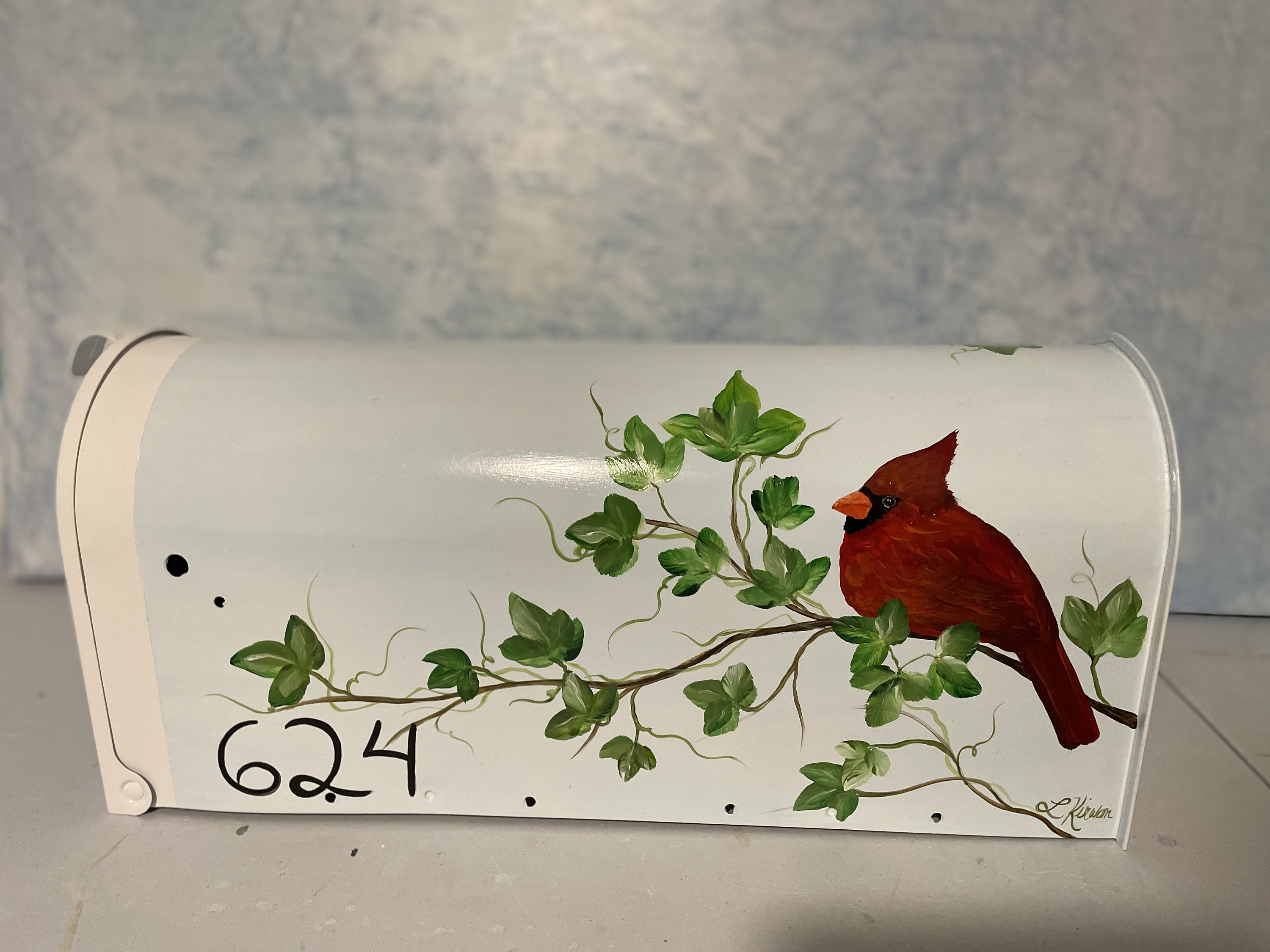 Hand Painted Cardinal Bird Mailbox, Green Vine Design, Personalized - Etsy