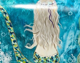 Hand Painted Platinum Blonde Mermaid Ocean Mailbox, Uniquely Decorative  Mermaid Lovers Gift Coastal Mermaid Mailbox Mermaid Decor