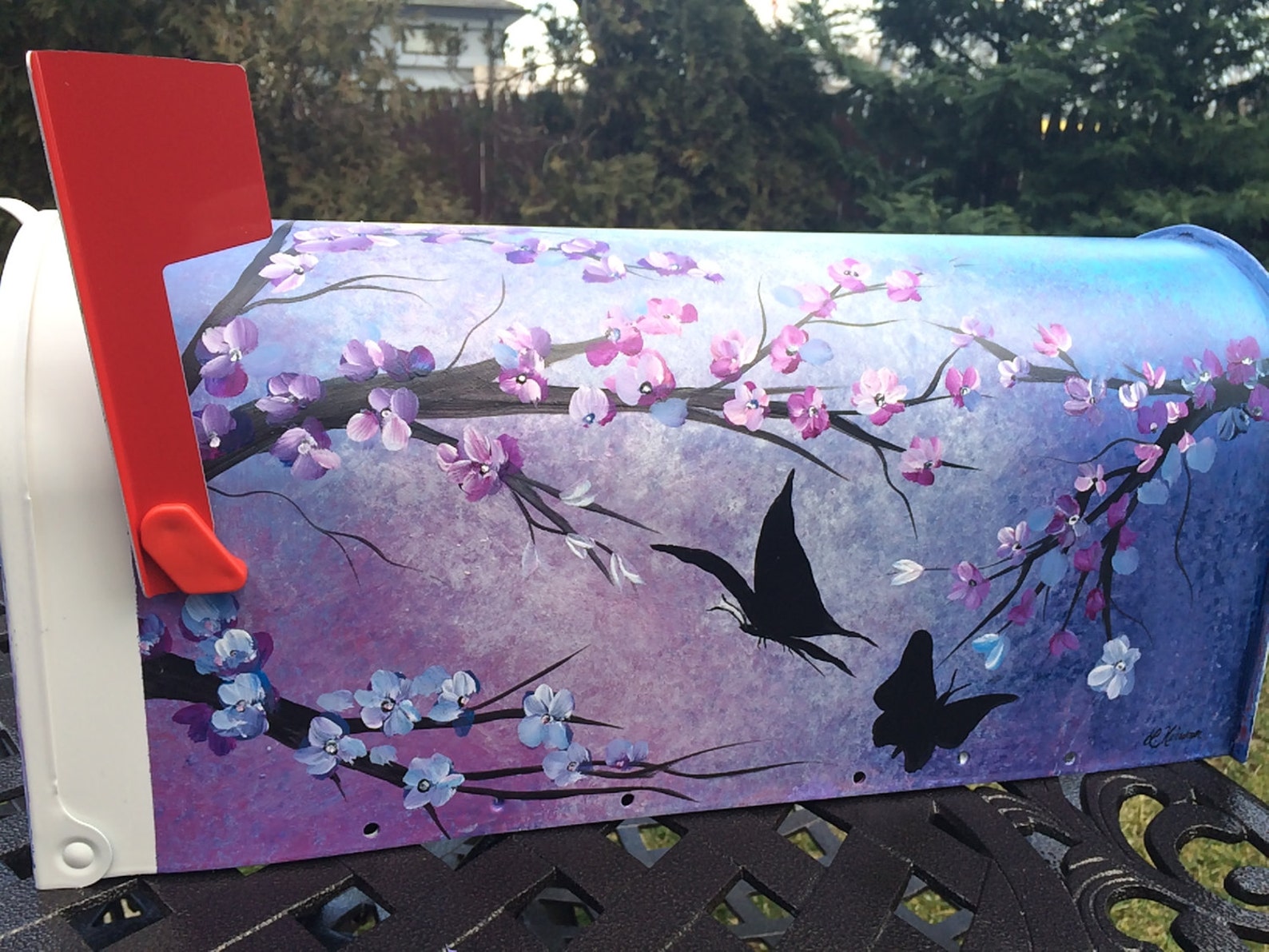 Butterfly Painted Mailbox Unique Butterfly Floral Mailbox Etsy Canada