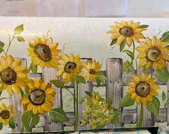 Decorative Mail Box Farmhouse Cottage Decor, Sunflowers Mailbox Gift For New Home, Sunflower Garden Artful Floral Mailbox, Lisa Kirwan Art