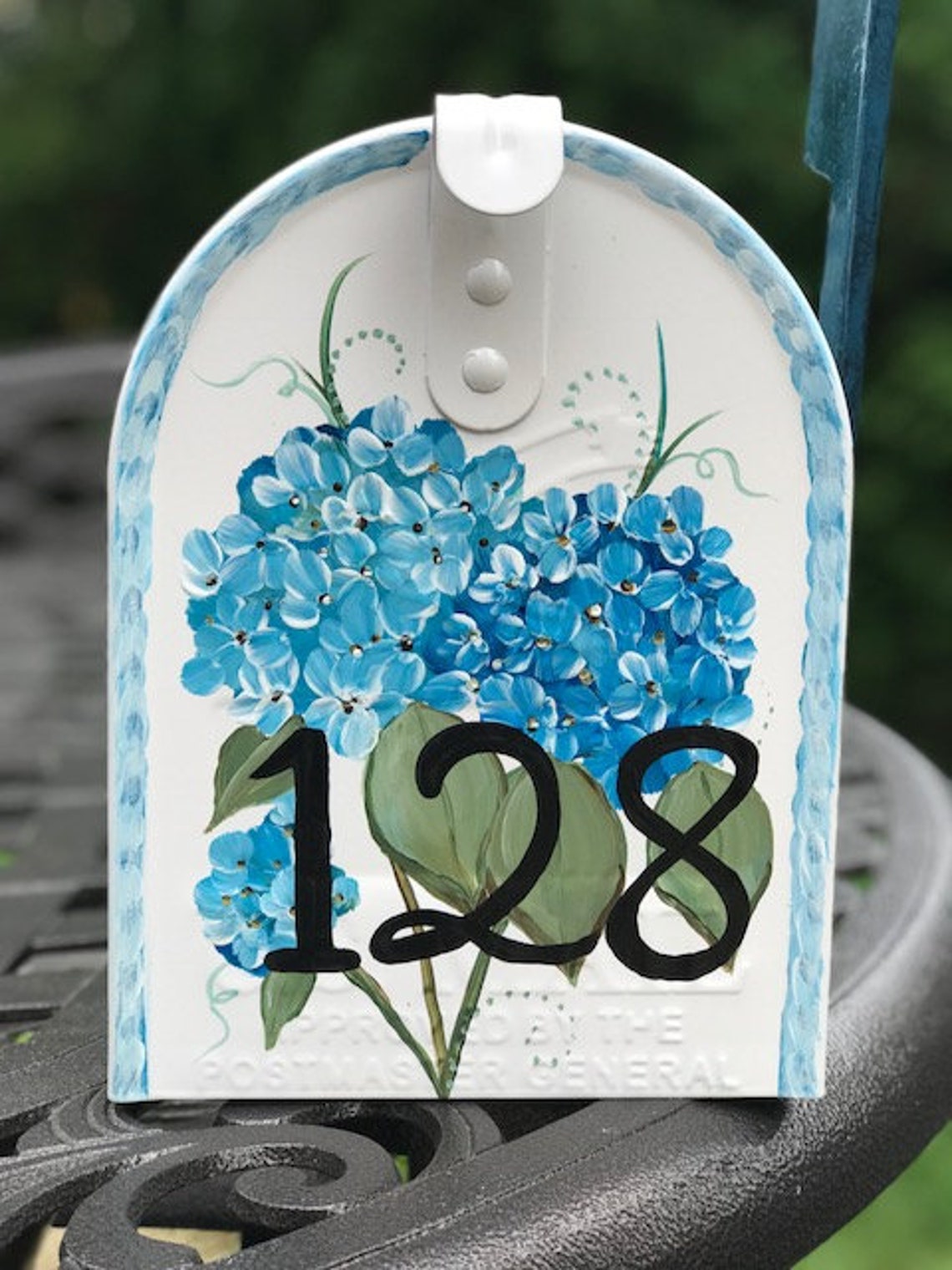 Hand Painted Blue Hydrangeas Mailbox Flowers on Mailbox Etsy