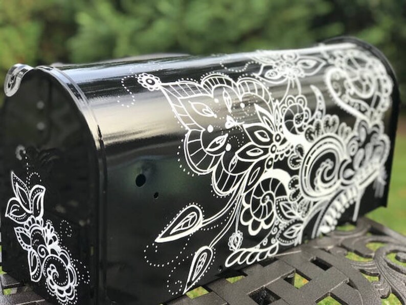 Hand Painted Custom Mailbox Whimsical Design Butterflies Etsy