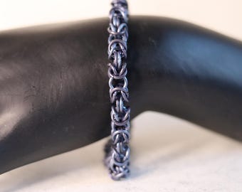 Titanium Chainmail Bracelet - Blue/Purple Byzantine Bracelet