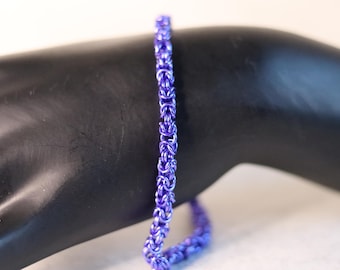Byzantine Chainmail Bracelet - Anodized Aluminium Deep Purple