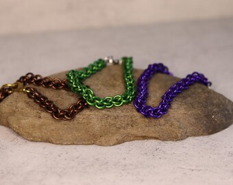 Chainmail Bracelet - Twist Braid Anodized Aluminium