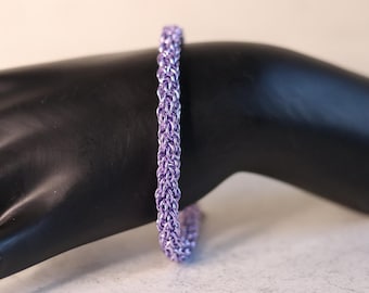 Chainmail Bracelet - Candy Cane Weave Anodized Aluminium Lilac