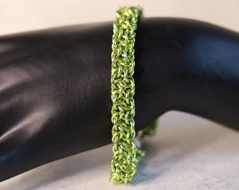 Chainmail Bracelet - Vipera Berus Anodized Aluminium Lime Green