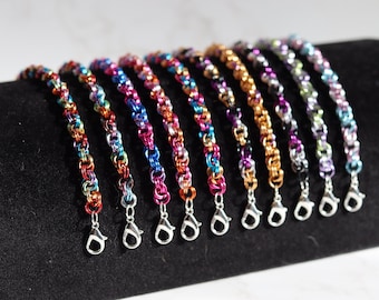 LGBTQIA+ Pride Flag Chainmail Bracelet - Spiral Rainbow Bracelet