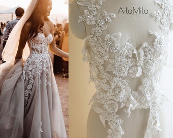 adding lace applique to wedding dress