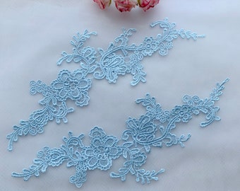 sell by pair Blue Venise Lace Applique For Dance Costume, Prom Dress