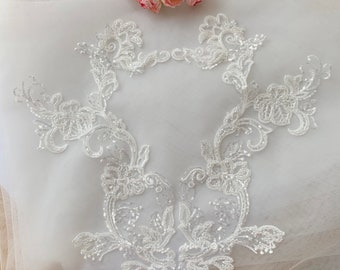 Pizzo da sposa con paillettes ricamate, per gonne, abiti da ballo, abiti da sposa, decorazioni per la casa