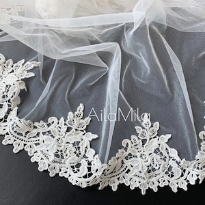 High End Quality Elegant Both Corded And Venise Bridal Wedding Lace Trim, Width about 12cm, Sell by yard