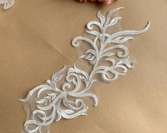 Liveish Applique In Pizzo Ricamate Con Perline E Paillettes – Motivo Floreale, 35,8x12,4 Cm, 1 Paio