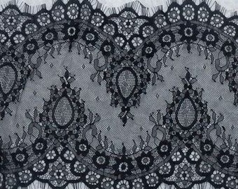 3 meters per piece, soft chantilly bridal lace trim in off white and black