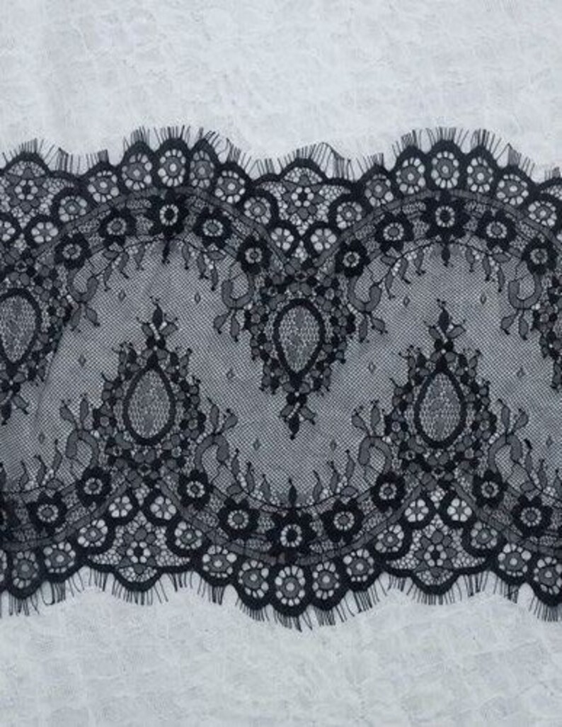 3 meters per piece, soft chantilly bridal lace trim in off white and black image 1