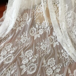 Chantilly Bridal Lace Fabric, off White Wedding Lace, Bridal Overlay ...