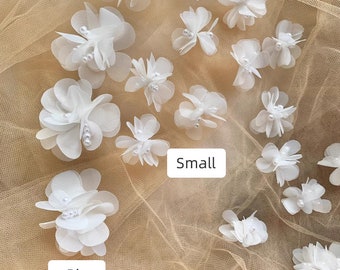 Fiori di organza avorio fai da te fatti a mano per veli e strascichi di abiti da sposa