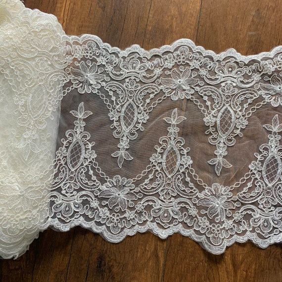 Wide Bilaterial Corded Bridal Lace Trim Table Runners Lace | Etsy