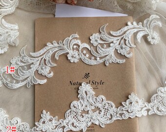 Unotrim 1.25" Ivory Floral Scalloped Edge Embroidery Venice Lace Trim By Yard Unotrim 1.25" Ivory Floral Scalloped Edge Embroidery Venice Lace Trim By Yard