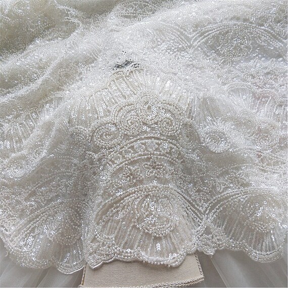 Beaded bridal lace by the yard deals
