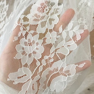 Chantilly Bridal Lace Fabric, off White Wedding Lace, Bridal Overlay ...