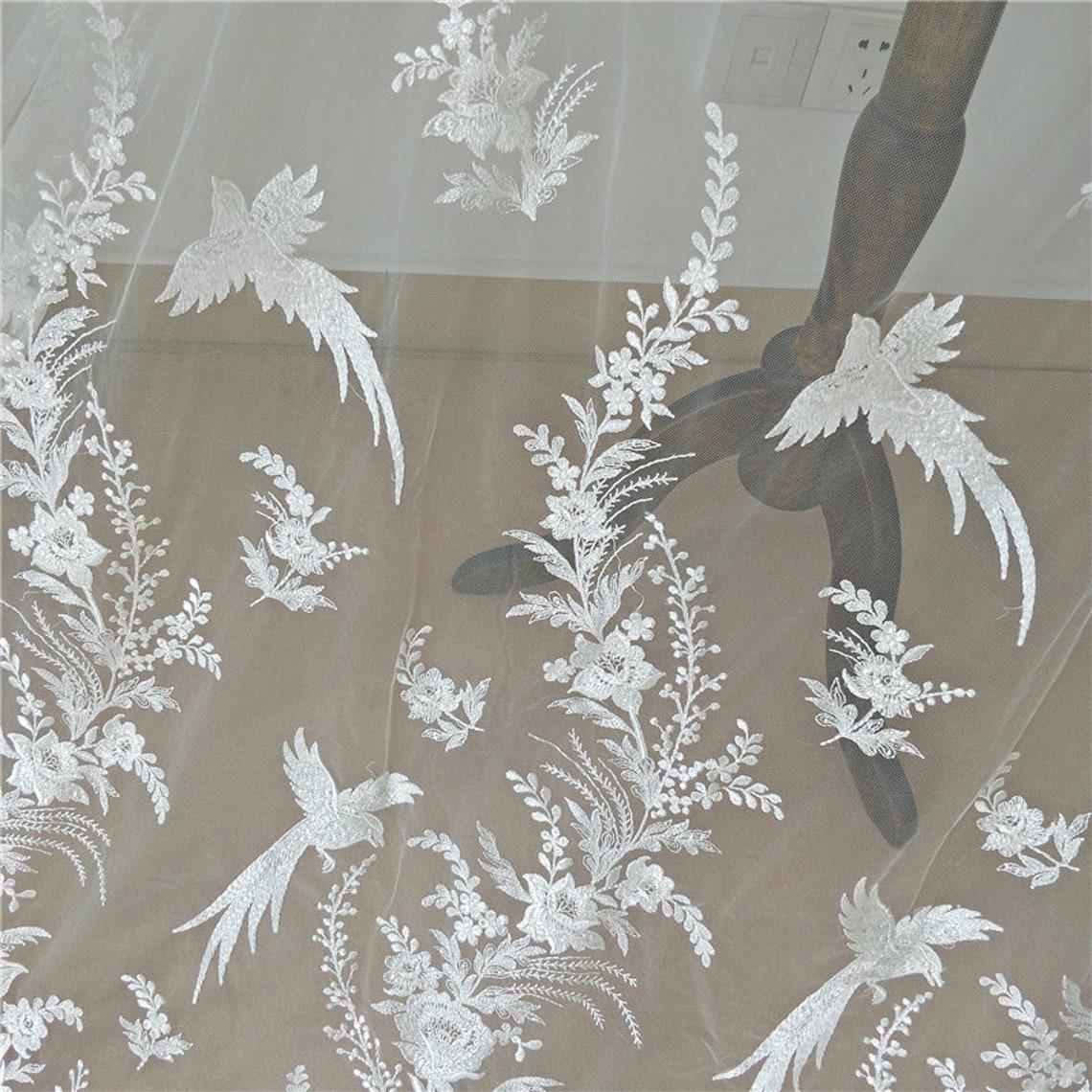 Couture Embroidery Moondust Ivory Iridescent