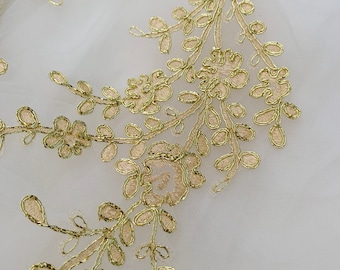 Mirror Pair Gold Alencon Appliques for Dance Costume