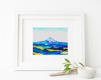 Mount Hood Oregon Painting | Mount Hood Art | Oregon Art | Nature Lover Gift | Watercolor Landscape | Mountain Watercolor | Mountain Pain