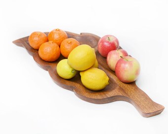 Vintage Teak Wood Leaf Tray