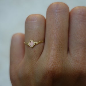 Pink Chain ring 18k gold - gift friend mom woman sister
