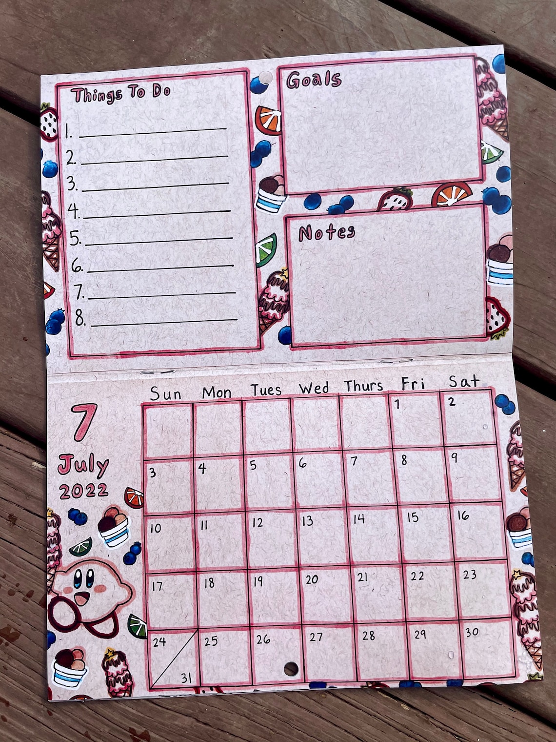 Kirby Calendar Etsy