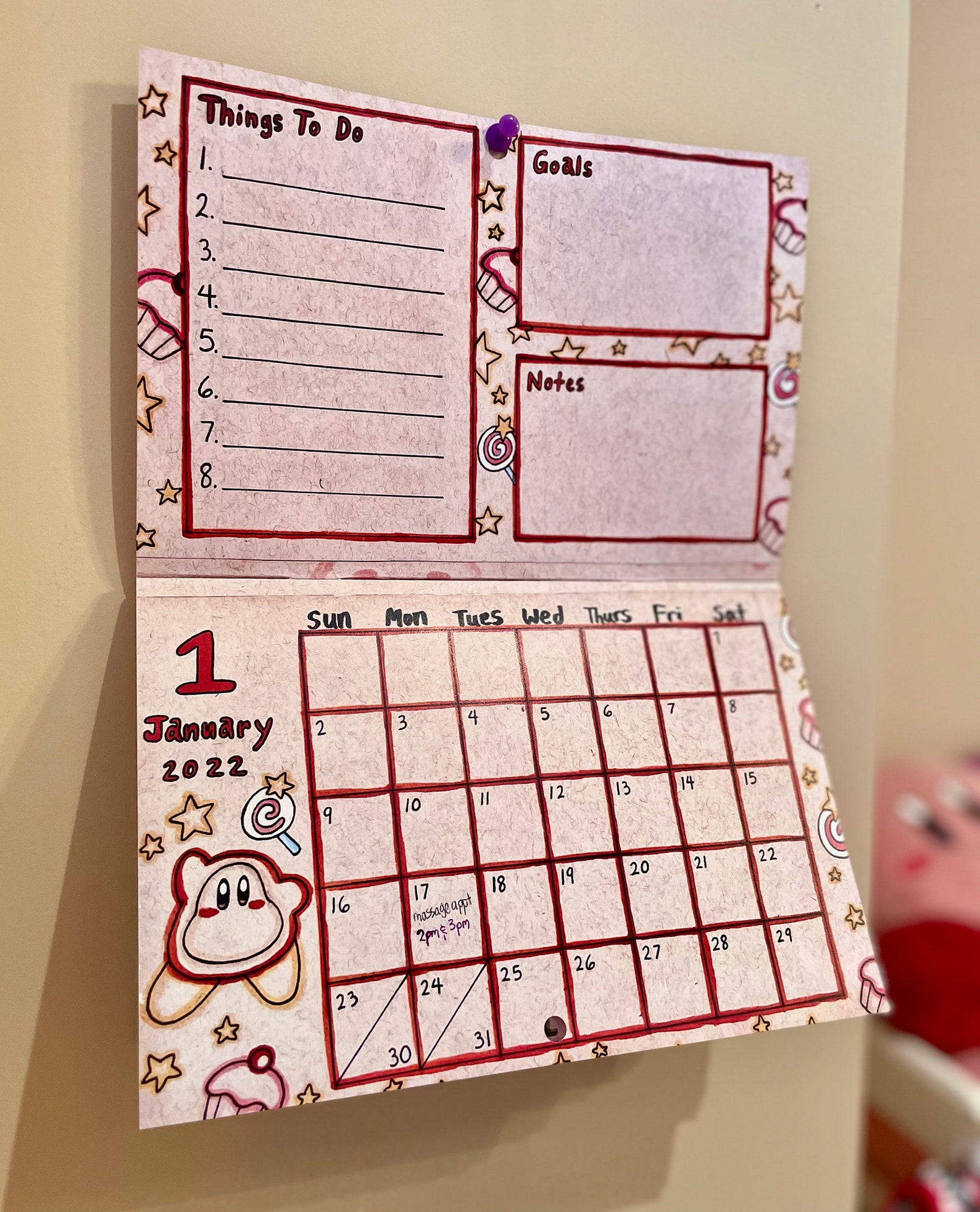 Kirby Calendar Etsy