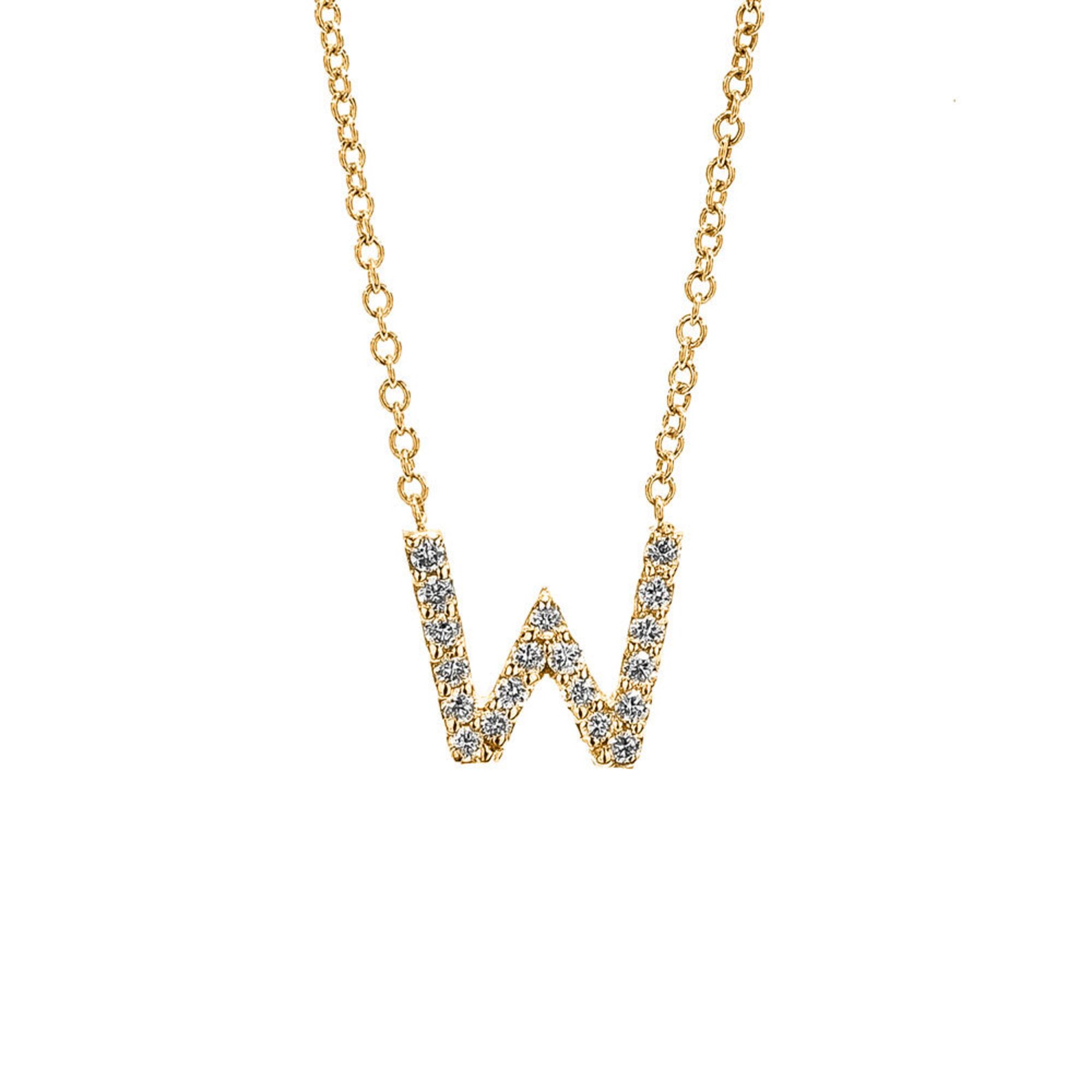 14kt Gold Diamond Initial Necklace Letter Necklace Gold Etsy