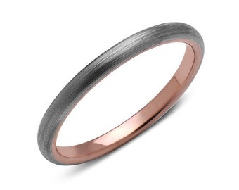 Rose Gold Ring Ladies Band - 2MM Womans Engagement Ring - Wedding Band - Promise - Ring